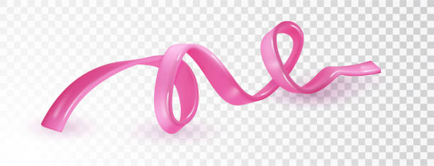 istock Curly Pink ribbon isolated. Symbol for Breast Cancer awareness month October. Realistic vector illustration 1728220225