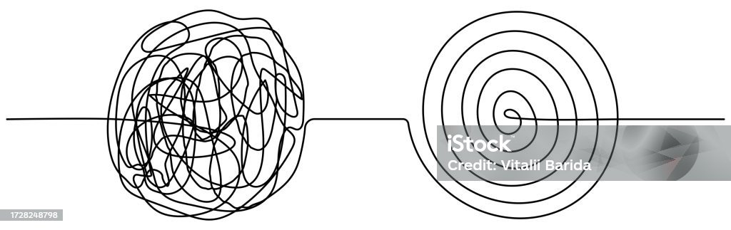 Chaos And Mess Circle Continuous Line Drawn Stock Illustration ...
