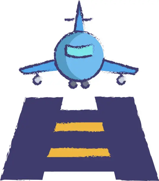 Vector illustration of Runway hand drawn vector illustration