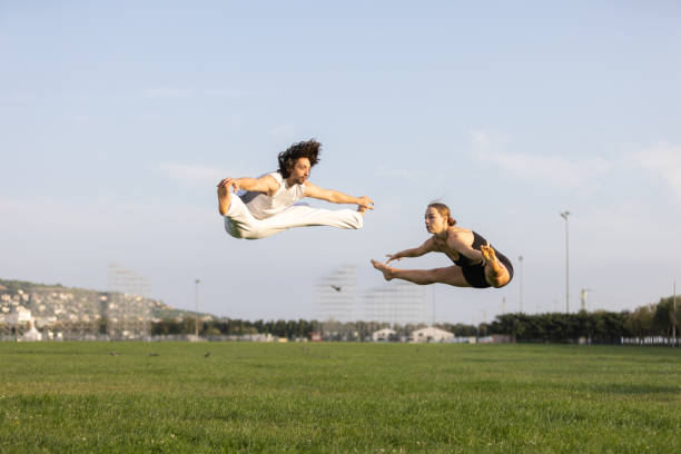 Free Stock Photo of Two people jumping in the air | Download Free ...