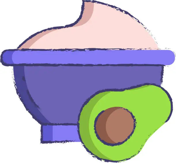 Vector illustration of avocado puree for baby hand drawn vector illustration