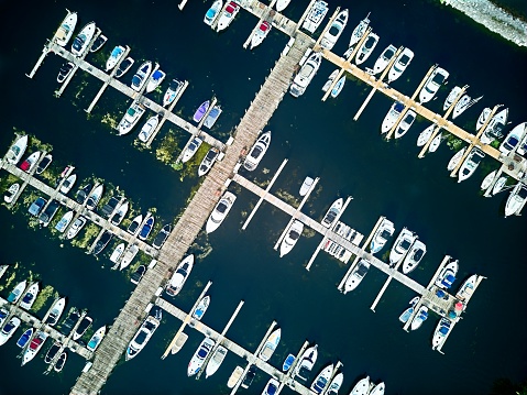 Aerial View of a Small Town Marina