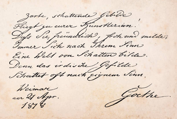 illustrazioni stock, clip art, cartoni animati e icone di tendenza di lettera autografa di goethe 21.05.1878 - johann wolfgang von goethe
