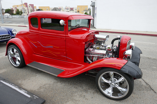 Reno, NV - August 4, 2021: 1932 Ford Model B 3 Window Coupe at a local car show.