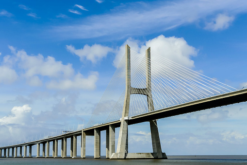 vasco da gama bridge in lisbon portugal, beautiful photo digital picture