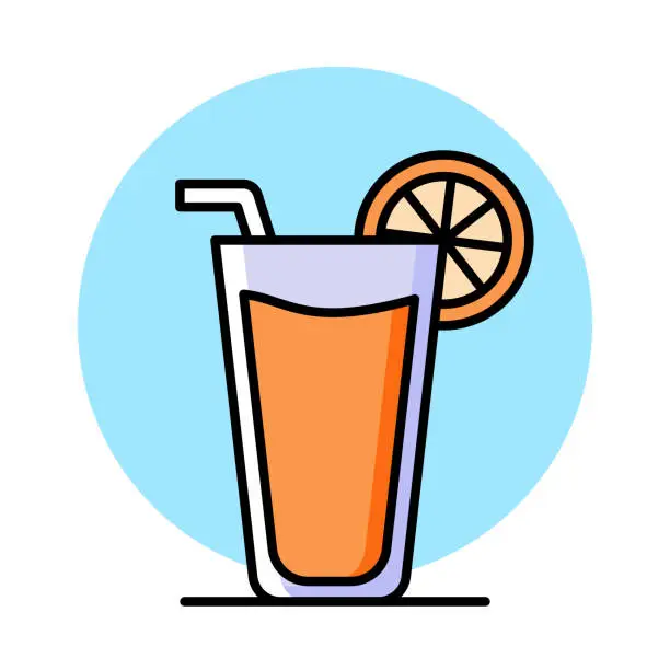 Vector illustration of Orange Juice Icon Line Art