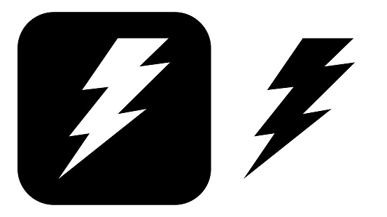 Vector illustration of two black and white lightning icons.