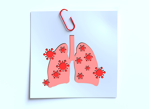 X-ray of the lungs, stethoscope and medical mask on white background