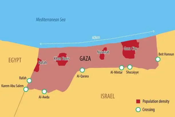 Vector illustration of Gaza Strip map