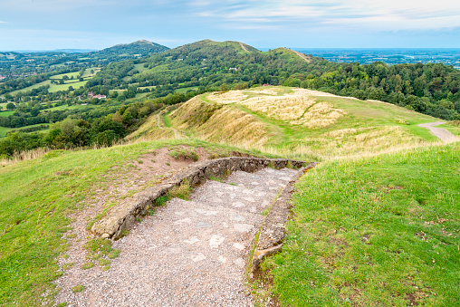 Wide angle view of The Roaches in the Peak District National Park, Staffordshire, England, UK