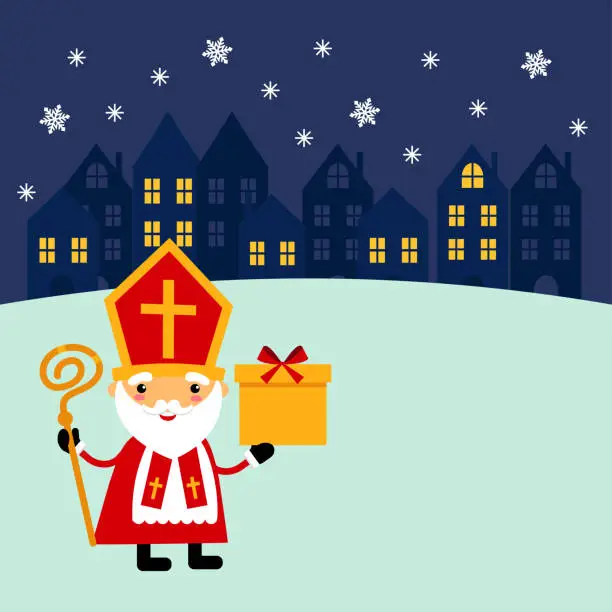 Vector illustration of Dutch Santa Claus. Happy Sinterklaas