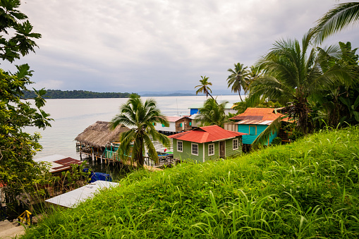 A few house near the Sea in Boca del Toro Panama