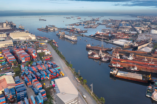 View of the coast and northern port of Manila, Philippines.