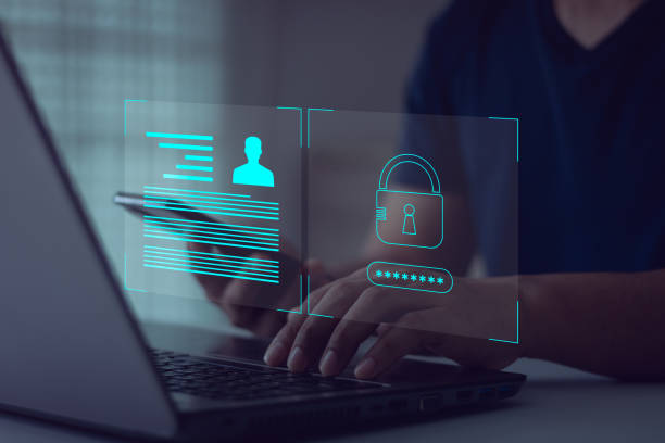 istock cyber security, digital crime concept, protect breach personal information privacy, password fraud, data protection from hacker. Multi factor authentication on computer with confidential mobile phone. 1728389722