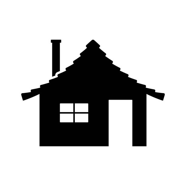 House icon. Black silhouette. Front view. Vector simple flat graphic illustration. Isolated object on a white background. Isolate.