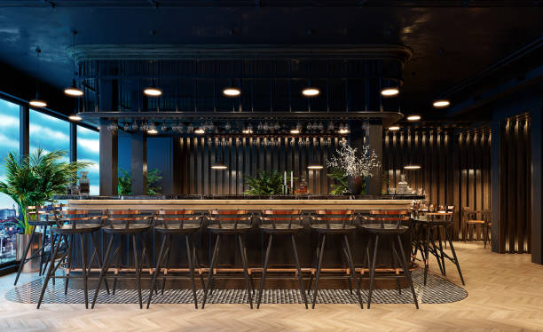 istock stylish luxury bar cafe restaurant, 3d rendering 1728418134