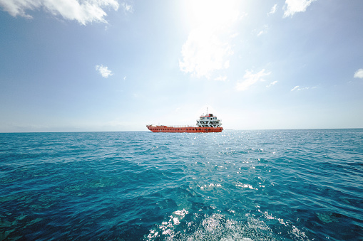 Photo of Bulk Carrier Tanker Anchored in Blue Sea