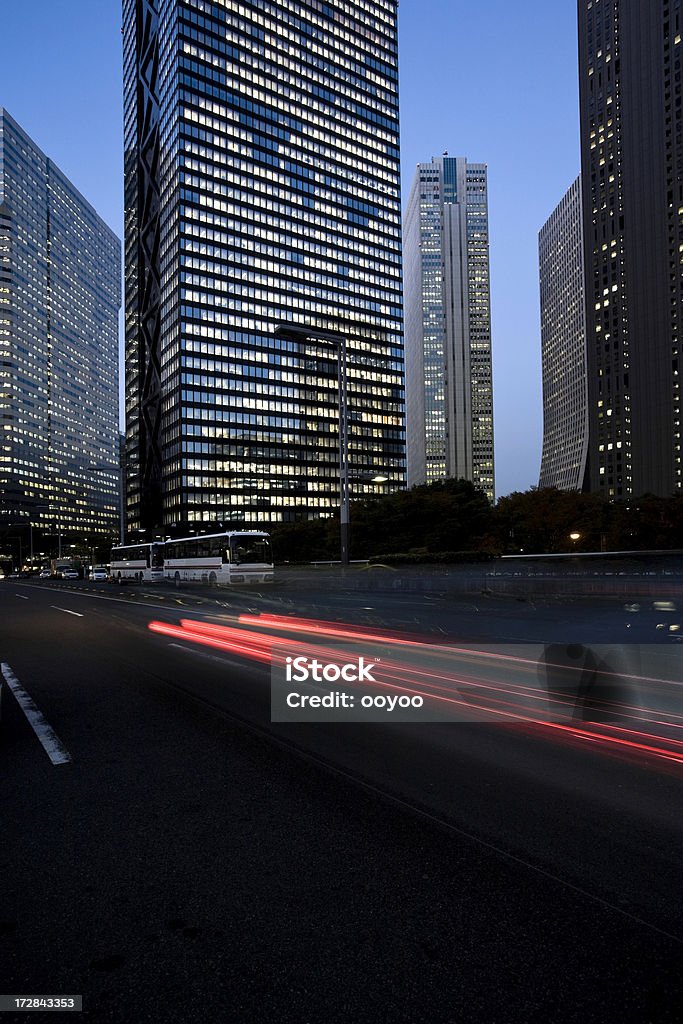 Office Building at dusk Office Buildings & street after sun down Architecture Stock Photo