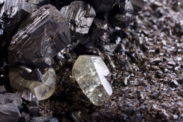 silicon crystal on black