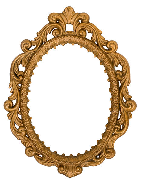istock Ornate golden oval mirror frame isolated on white background 172844694
