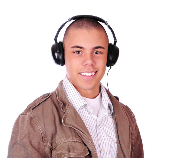 Ecological AI chatbot with headphones. (3d render)