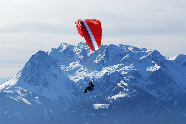 Paraglider in the Alps stock photo