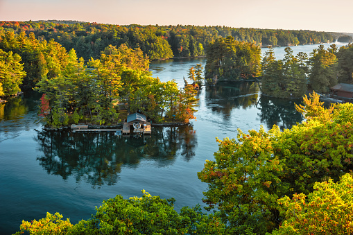 Landscape in Thousand Islands region located on the St Lawrence River between Canada and the USA.