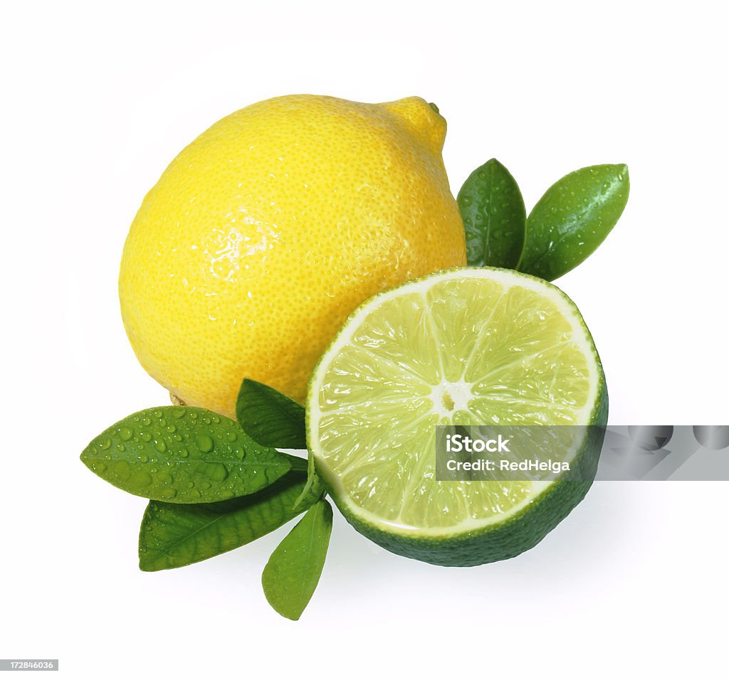 Lemon Lime duo + Leafs "The file includes a excellent clipping path, so it's easy to work with these professionally retouched high quality image. Need some more Fruits" Lime Stock Photo