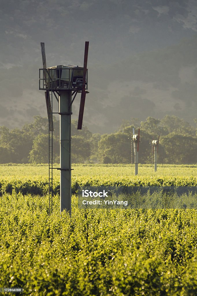 Wind Machine at the Vineyard "Subject: The wind machines in the vineyard of Napa Valley.Location: Napa Valley, California, USA." Agricultural Field Stock Photo
