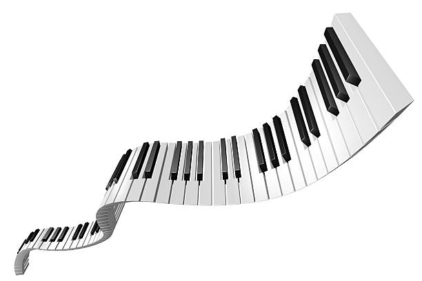 flying piano keys stock photo