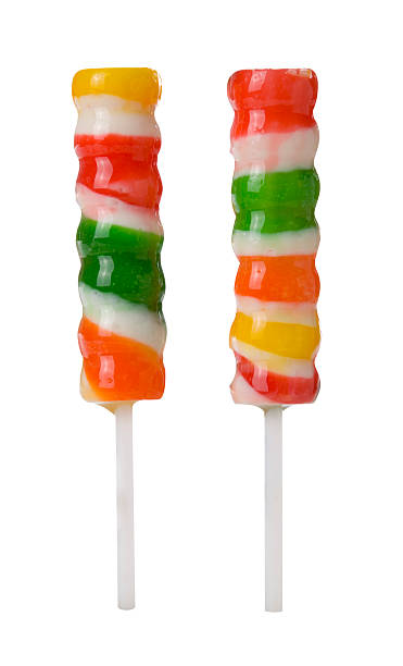 two tutti fruit lollipops stock photo