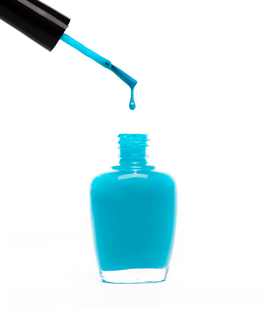 Blue Nail Polish Drip stock photo