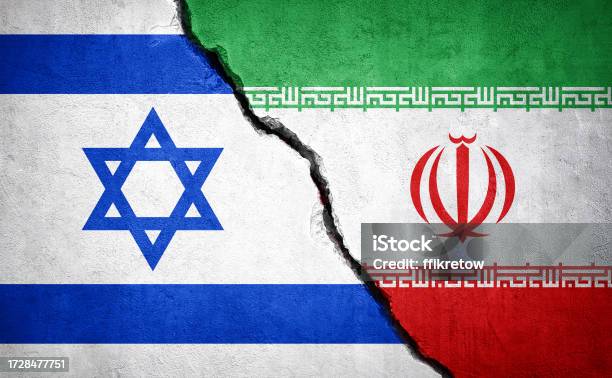 Iran And Israel Conflict Stock Photo - Download Image Now - Iranian Flag, Israeli Flag, All Middle Eastern Flags