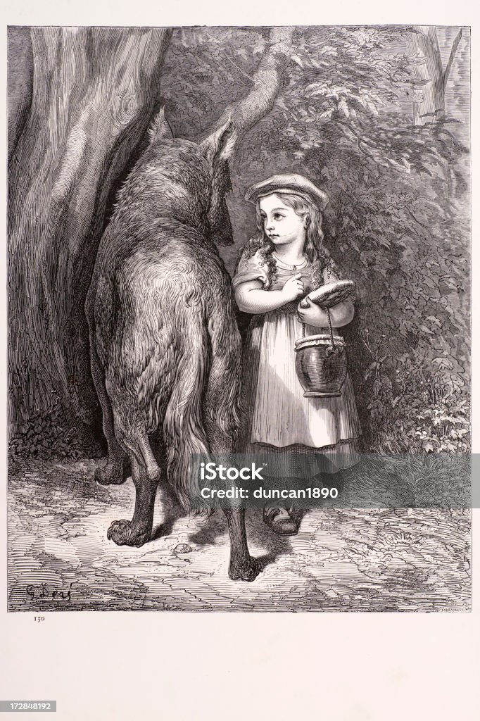 Le petit chaperon rouge - Illustration de Gustave Doré libre de droits