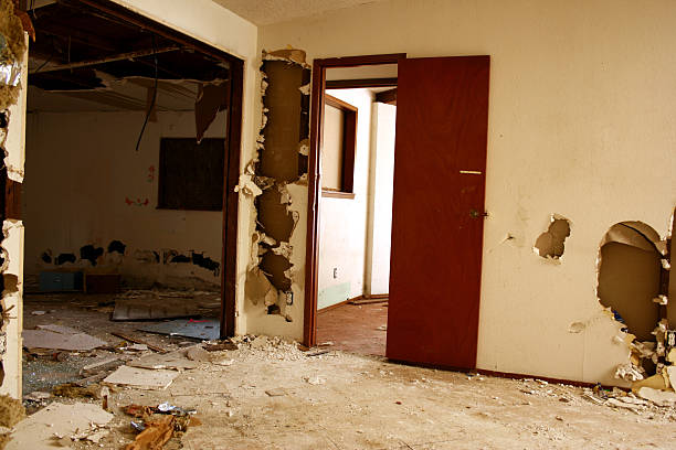 istock Crumbling sheetrock walls in Abandoned Home 172848950