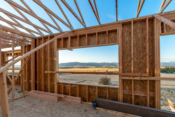 istock A new construction home framed at a hilltop upscale subdivision in Liberty Lake, overlooking the cities of Spokane, and Spokane Valley Washington, USA. 1728490197