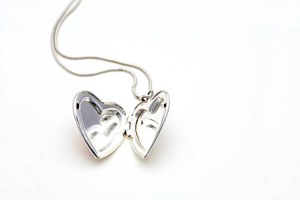 Silver heart necklace stock photo