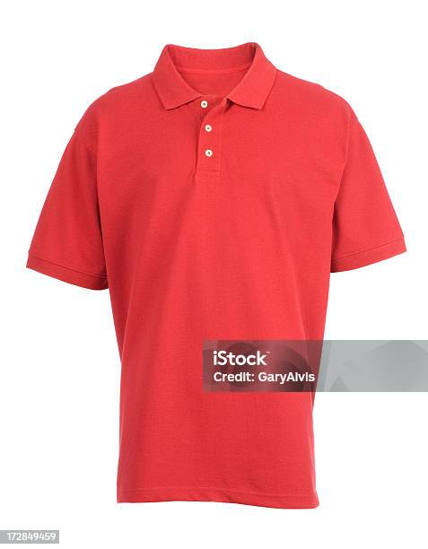 Rote Leere Golfshirt Vorn Isoliert Auf Weiss Stockfoto und mehr Bilder von Polohemd - Polohemd, Rot, Baumwolle