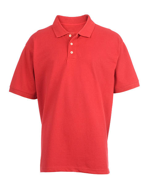 красный, blank, гольф-рубашка спереди изолированные на белом - shirt polo shirt red collar стоковые фото и изображения