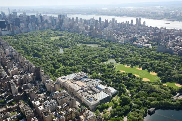 "Aerial view of Metropolitan Museum of Art and  Upper West Side, New York City, NY, USA."