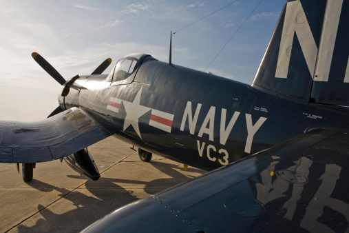 A restored US Navy F4U Corsair.  Used by the Navy and Marine Corps in World War II and Korea.