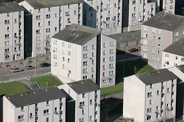 istock Housing area with similar white buildings 172850189