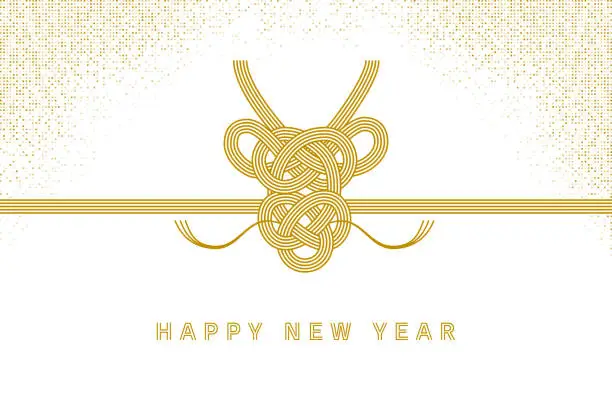 Vector illustration of New Year's card for the Year of the Dragon made with Mizuhiki
