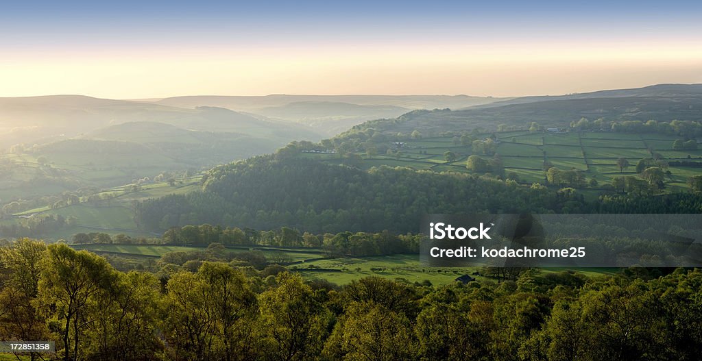 peak district View over the Derwent valley derbyshire at sunset At The Edge Of Stock Photo