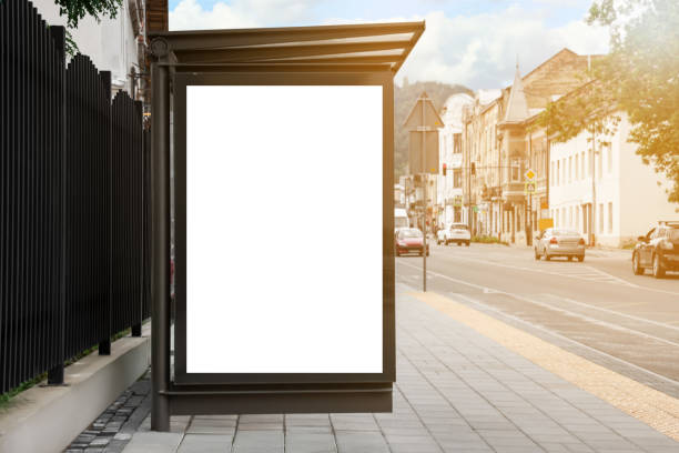 istock Advertising board on bus stop. Mockup for design 1728514460