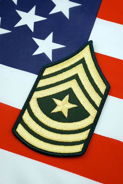 usa. army sergeant major rang der insignia - rank military patch insignia stock-fotos und bilder