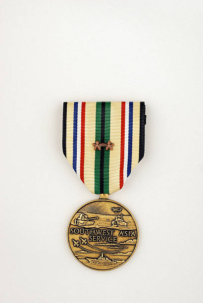 미국 군용동물에는 서남 아시아 훈장 - medal bronze medal military star shape 뉴스 사진 이미지