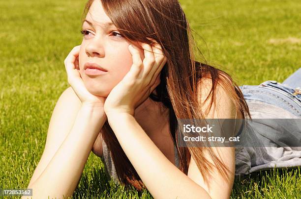 Dreamy Teen Stock Photo - Download Image Now - 14-15 Years, Contemplation, Grass