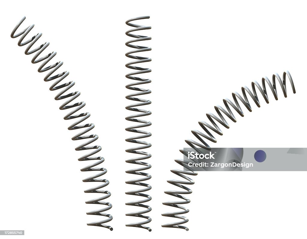 Spring Sprang Sprung Three 3D springs on a white background. Coiled Spring Stock Photo