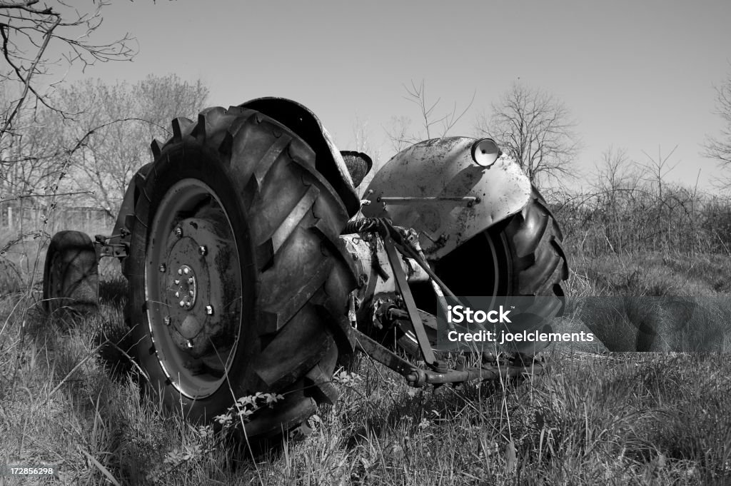 Old Tractor Photo of a old neglected tractor in overgrown field Horizontal Stock Photo